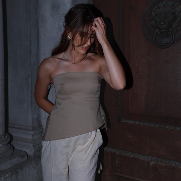 Zara Light Whiskey Asymmetric Hem Bustier - Picture 4 of 15